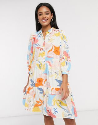 Y.A.S mini shirt dress in bold floral