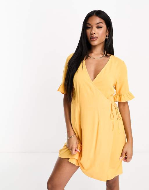 Y.A.S mini wrap dress in orange