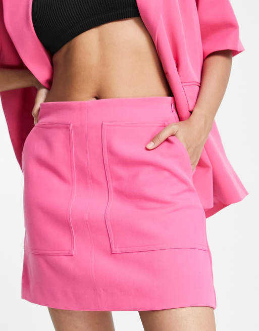 Y.A.S - Minirok met hoge taille in roze, deel van co-ord set