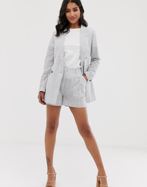 Y.A.S - Blazer e pantaloncini morbidi sartoriali coordinati a righe, 3 di 3