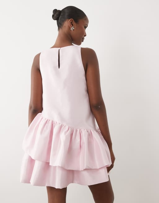 YAS mouwloze mini-jurk met asymmetrische ruchezoom in lichtroze, 3 van 4
