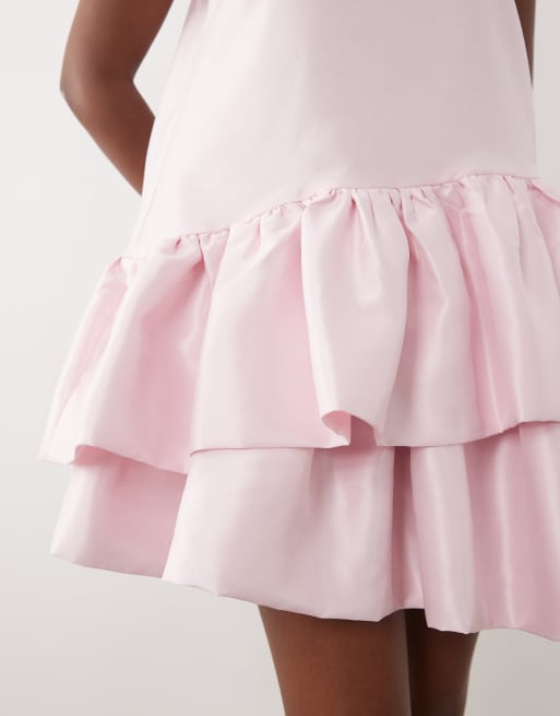 YAS mouwloze mini-jurk met asymmetrische ruchezoom in lichtroze, 4 van 4
