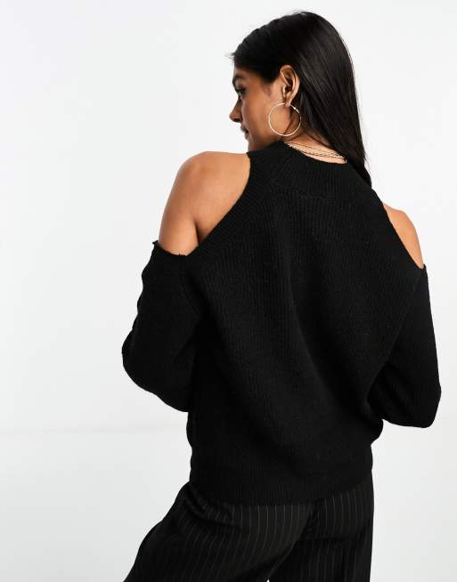 Black off the 2025 shoulder knit sweater