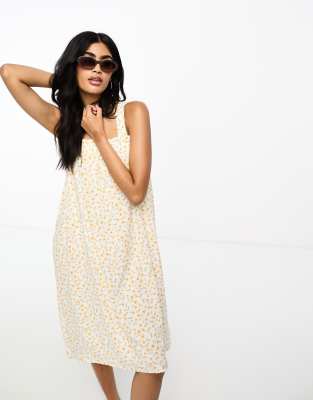 YAS Y.A.S off white white strappy mini dress with orange flower print