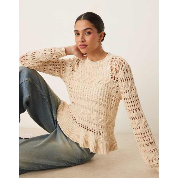 トップス Fluffy loose knit beige Amazon.com: Pullover Sweaters for Women Long Sleeve Round Neck