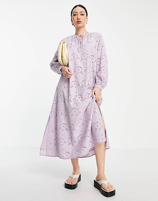 Y.A.S - Opengewerkte kaftan-jurk in lila