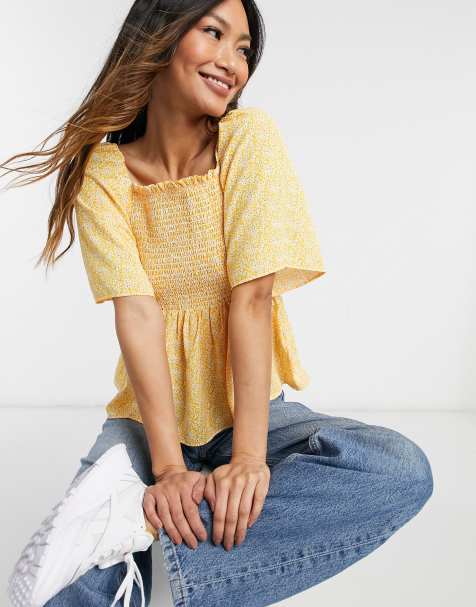 Y.A.S. – Orange topp med smockad byst - view 1