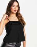 [YAS] Y.A.S organza frill strappy cami top in black (part of a set) XS Black