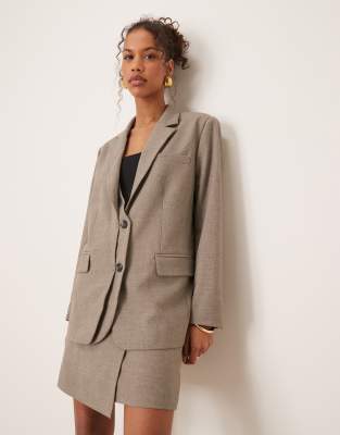 YAS - Oversize-Blazer in Taupe mit doppelter Knopfleiste, Kombiteil-Neutral