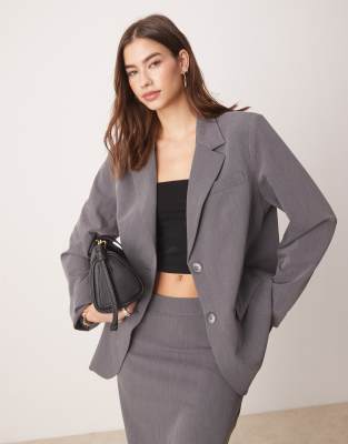 YAS - Oversize-Blazer in Thunderstorm-Grau mit Dad-Schnitt, Kombiteil