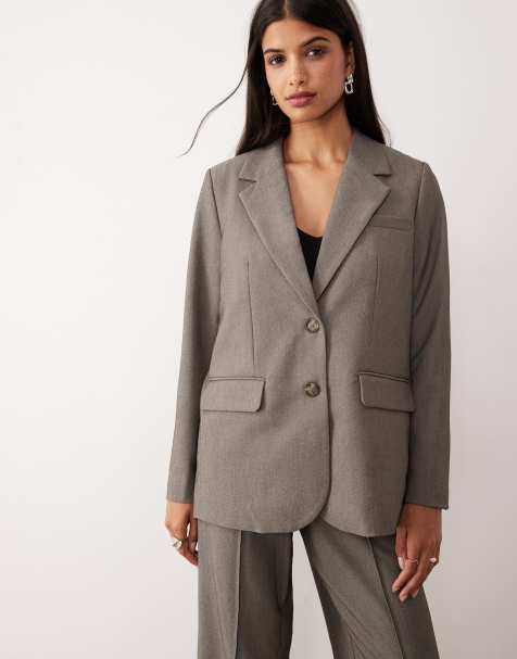 YAS oversized blazer co-ord in grey melange - view 1
