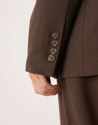 Y.a.s. Oversized Blazer With Tortoise Shell Button Detail Co-ord In Brown
