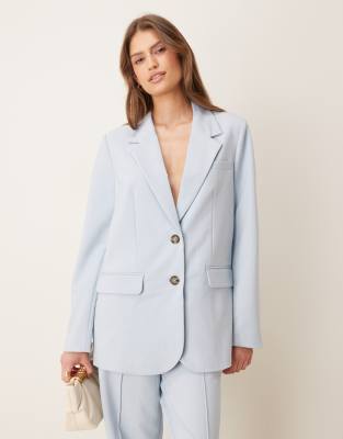 Y.a.s. Oversized Blazer With Tortoise Shell Button Detail Co-ord In Blue