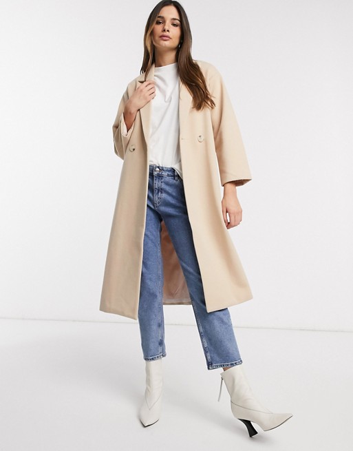 Y.A.S oversized coat in tailored fabric in tan