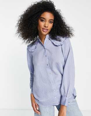 Y.A.S oversized collar shirt in pale blue