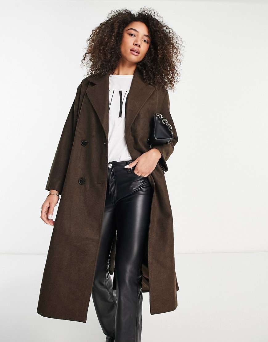 Y. A.S oversized double breasted coat in brown