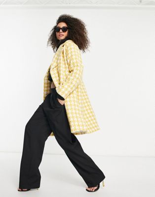Y.A.S oversized houndstooth coat in yellow