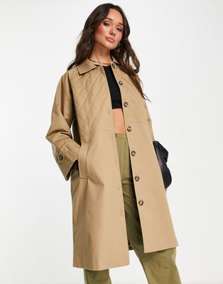 Y.A.S oversized quilted mac in stone