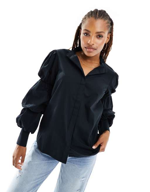 Y.A.S oversized sleeve top in black | ASOS