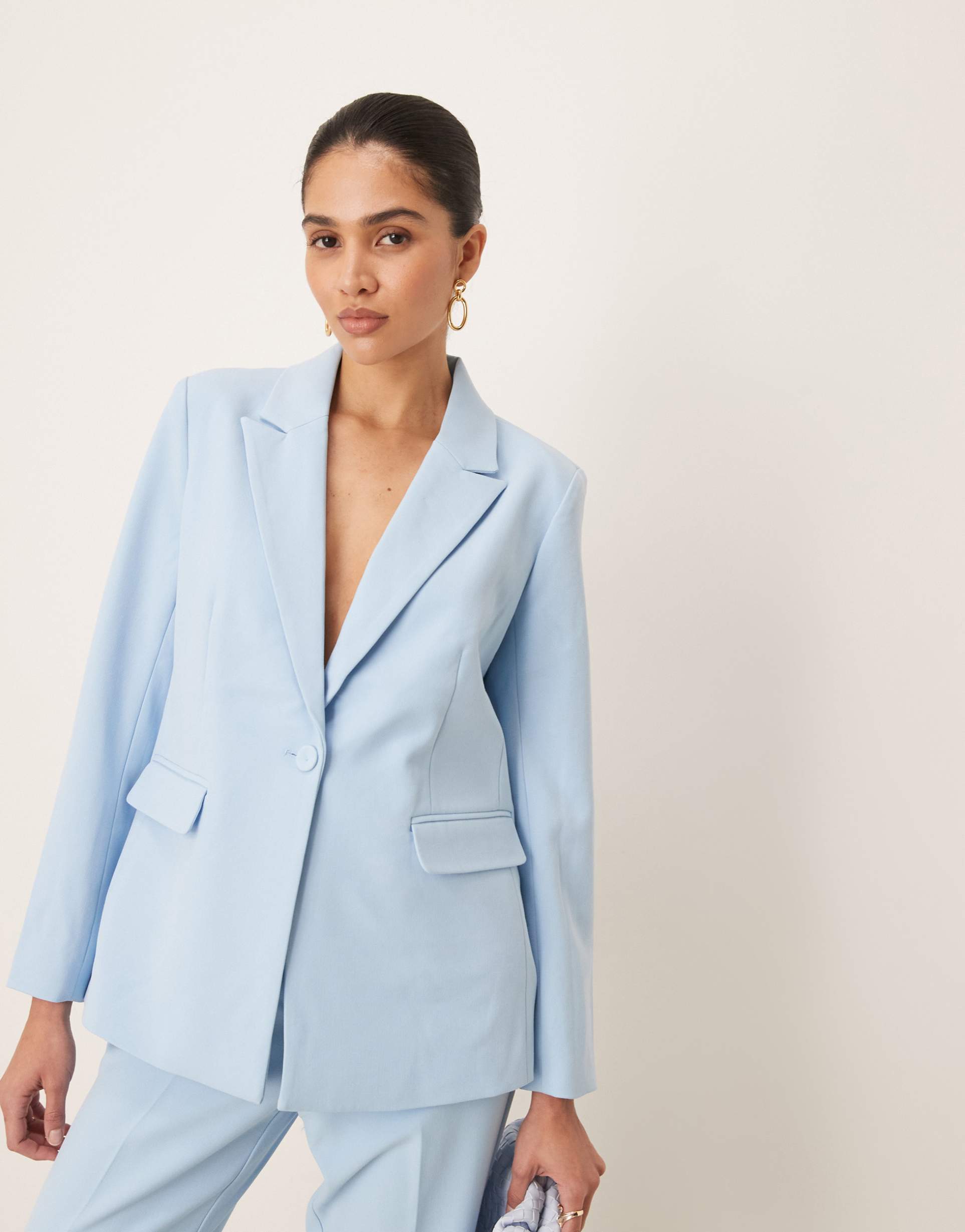 yas oversized tailored blazer in sky blue - part of a set