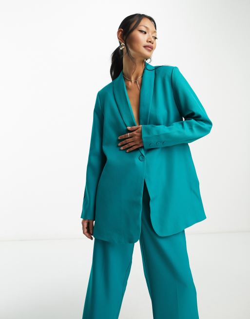 Y.A.S oversized tailored blazer in teal - part of a set  