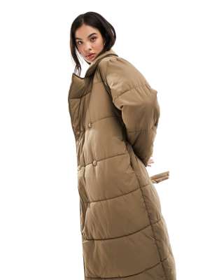 Y.a.s. Y.a.s Padded Belted Maxi Coat In Neutral