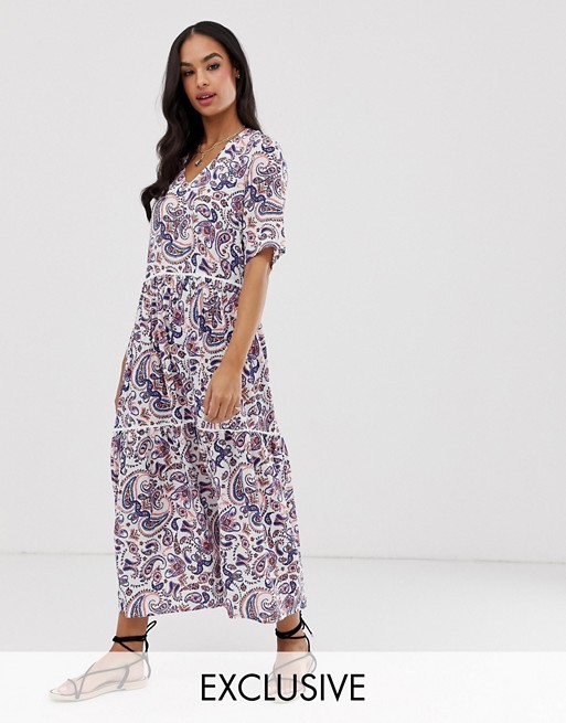 Y.A.S paisley print tiered maxi dress