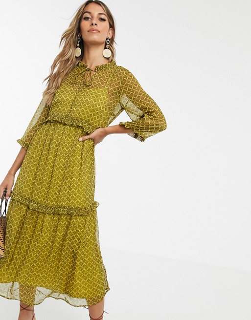 Y.A.S paisley printed tiered smock maxi dress
