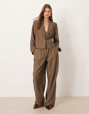 Pantalon ajusté d'ensemble à taille haute - Gris plomb 40