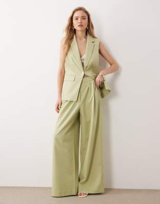 Pantalon d'ensemble ajusté à taille haute - Vert hivernal 40