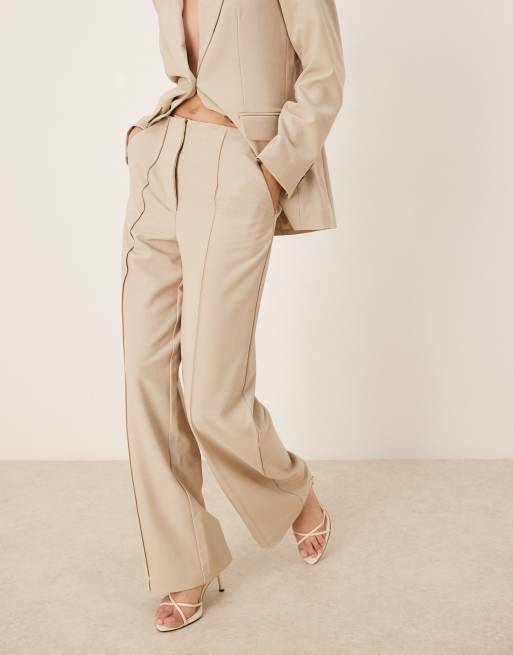 YAS - Pantalon d'ensemble ajusté large à taille haute - Crème, 2 de 5