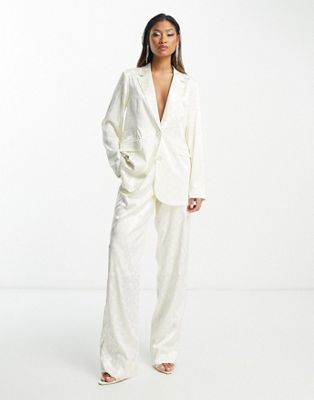Y.A.S Bridal devore satin trouser co-ord in white - ASOS Price Checker