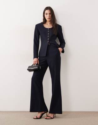 Pantalon d'ensemble habillé coupe évasée - Bleu marine 40