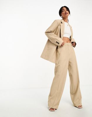 Y.A.S tailored wide leg trouser co-ord in camel - ASOS Price Checker