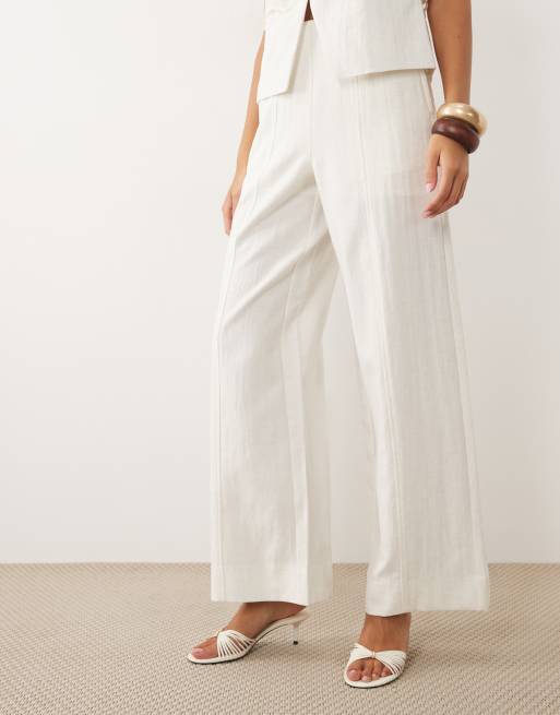 YAS - Pantalon d'ensemble large et ajusté en lin mélangé, 2 de 5