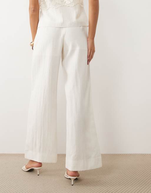 YAS - Pantalon d'ensemble large et ajusté en lin mélangé, 4 de 5