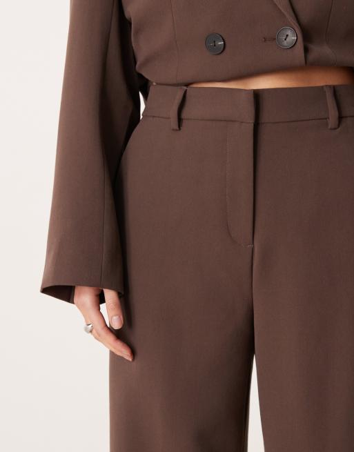 YAS - Pantalon habillé coupe ample d'ensemble - Marron chocolat, 5 de 5
