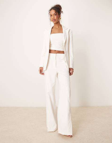 YAS - Pantalon habillé d'ensemble de qualité supérieure coupe ample - Blanc gardenia - view 1