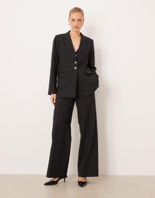 YAS - Pantalon habillé d'ensemble taille haute à pinces - Noir