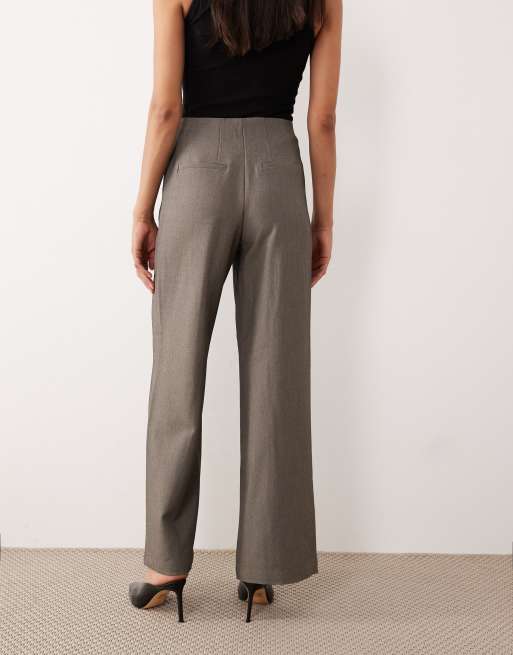 YAS - Pantaloni a fondo ampio e vita alta grigio mélange in coordinato, 3 di 5