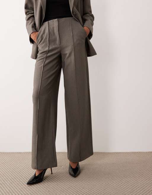 YAS - Pantaloni a fondo ampio e vita alta grigio mélange in coordinato, 4 di 5