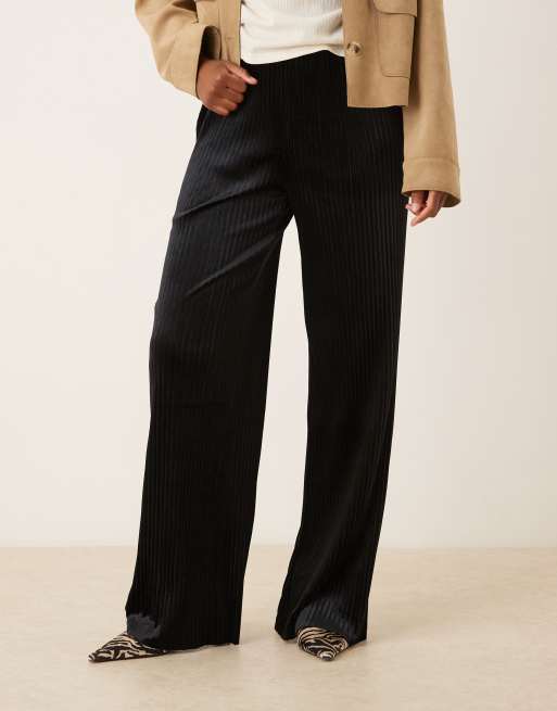  YAS - Pantaloni neri in velluto glitterato a vita alta