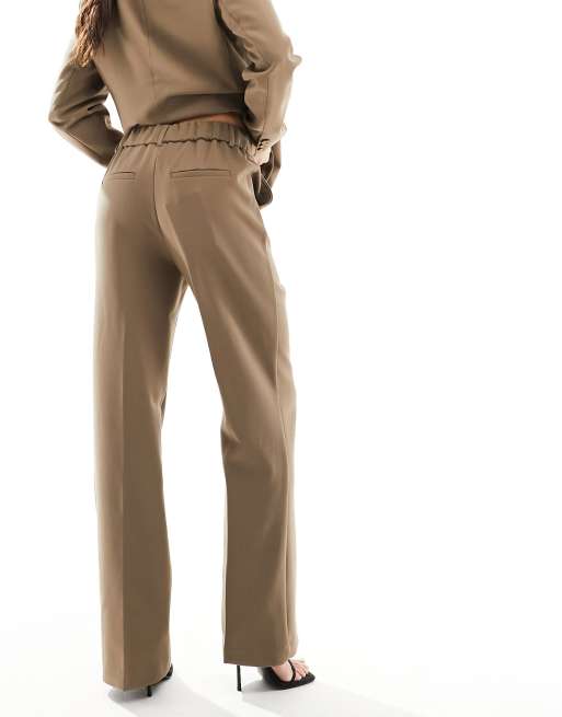 YAS - Pantaloni sartoriali marroni in coordinato, 2 di 5