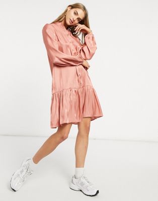 Y.A.S. Peachy long sleeve mini dress in pink - ASOS Price Checker