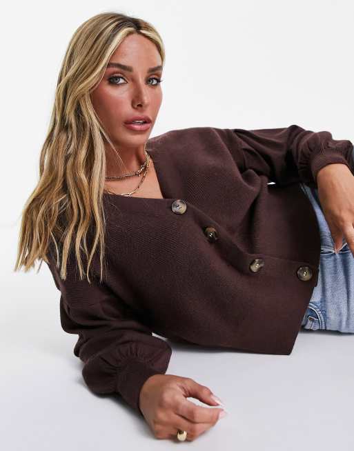 Y.A.S - Pelo - Vest met volumineuze mouwen in bruin