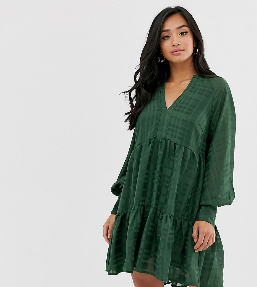 Y.A.S Petite - Aangerimpelde mini-jurk met ruitpatroon-Groen