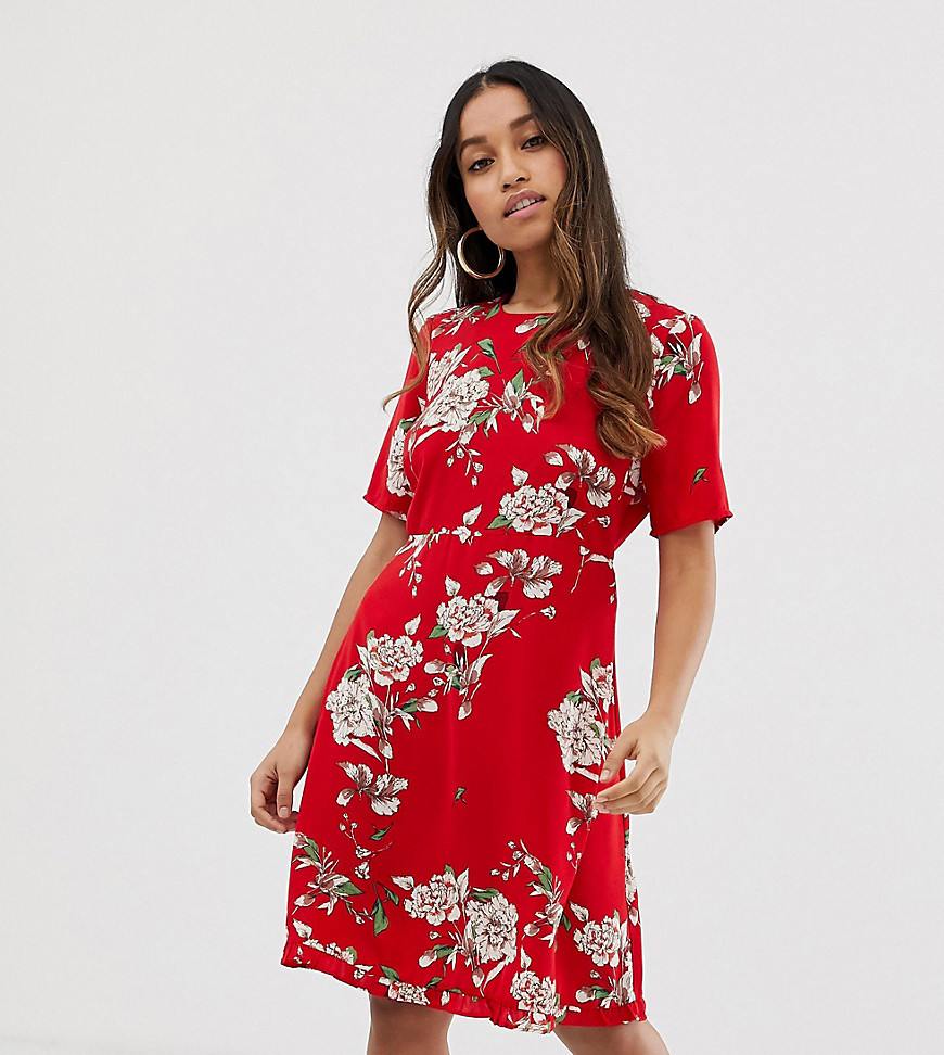 Y.A.S Petite Angelia floral print dress-Red