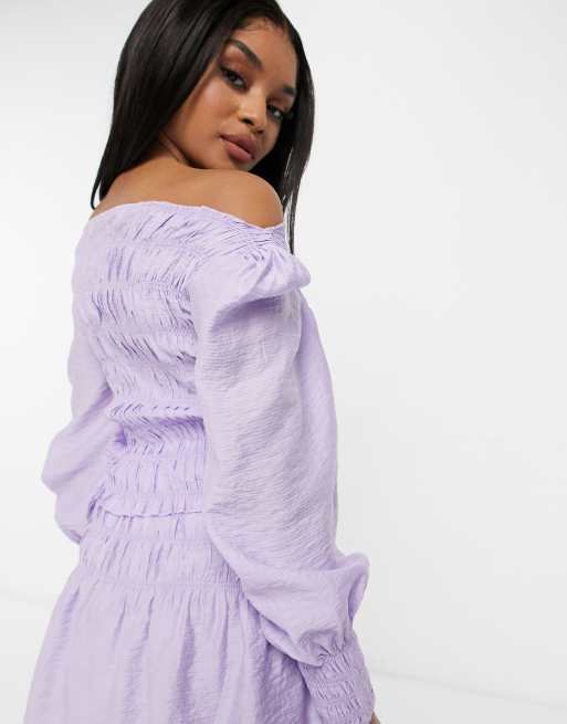 Y.A.S Petite – Bluse mit gerafftem Leibchen und Schlitzausschnitt in Flieder, Kombiteil, 2 von 4
