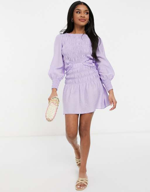 Y.A.S Petite – Bluse mit gerafftem Leibchen und Schlitzausschnitt in Flieder, Kombiteil, 4 von 4