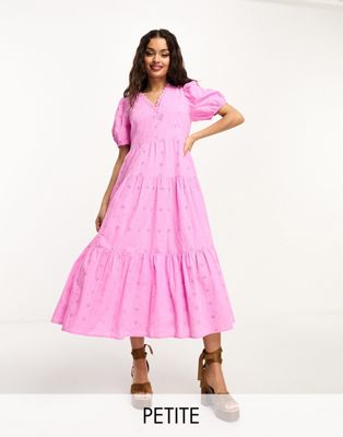 Y.A.S Petite broderie maxi dress in pink